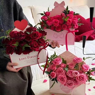 2026年情人节新品浪漫情书信封包装盒粉色红色爱心信封装饰摆件