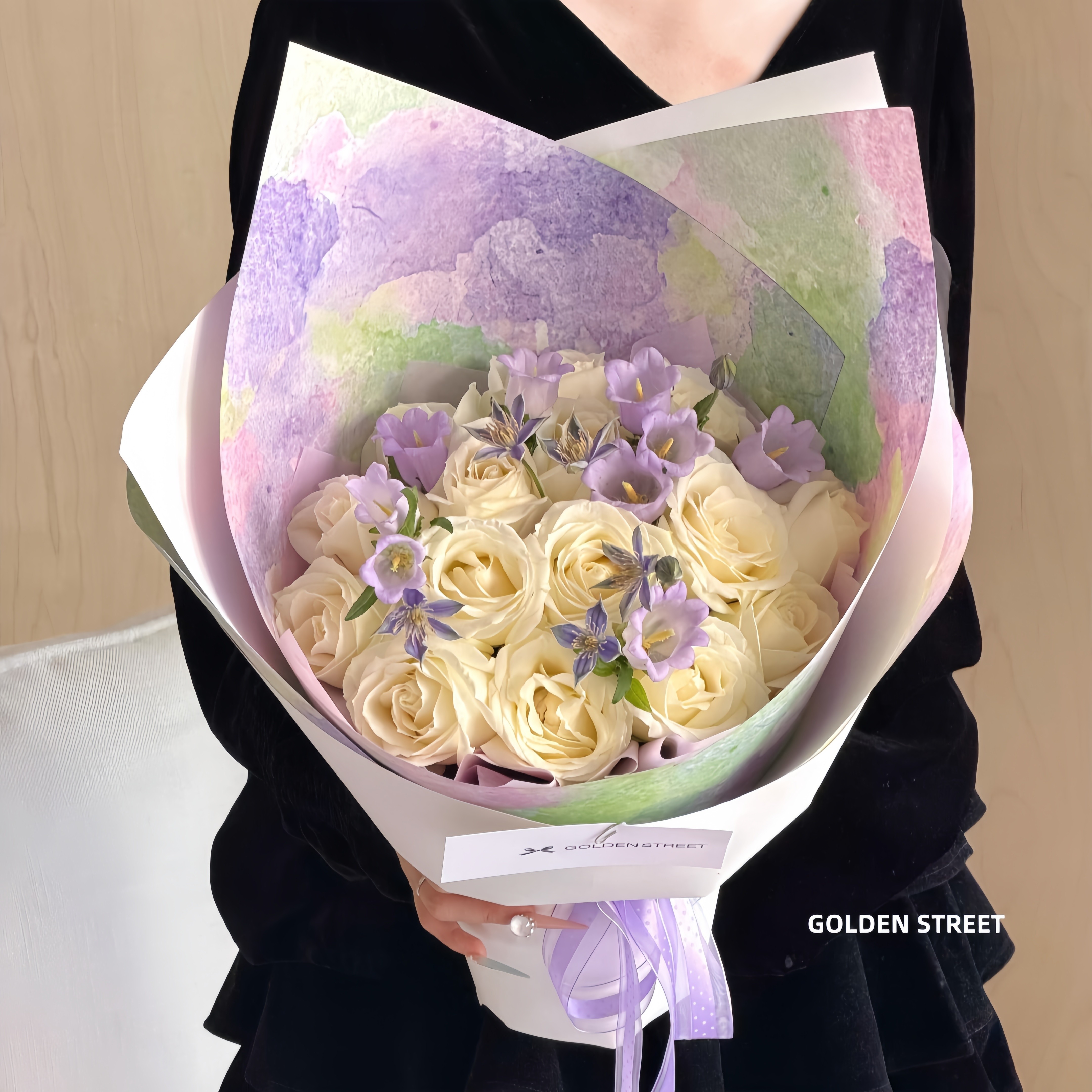 情人节一纸流光晕染水彩纸鲜花包装油画纸花艺包花纸加厚牛皮纸张