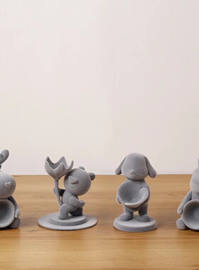 永生花玫瑰花束单手举花小熊憨憨公仔摆件花盒儿童生日情人节礼物