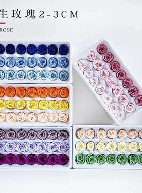 永生花B级2-3cm保鲜小花头玫瑰不凋花装饰DIY小熊独角兽手工礼物