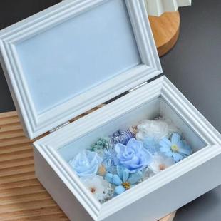 实木立体折叠diy678寸大空间玫瑰永生花七夕情人节九儿礼品相框盒