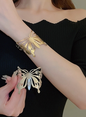 欧美蝴蝶开口手镯旅游景区写真