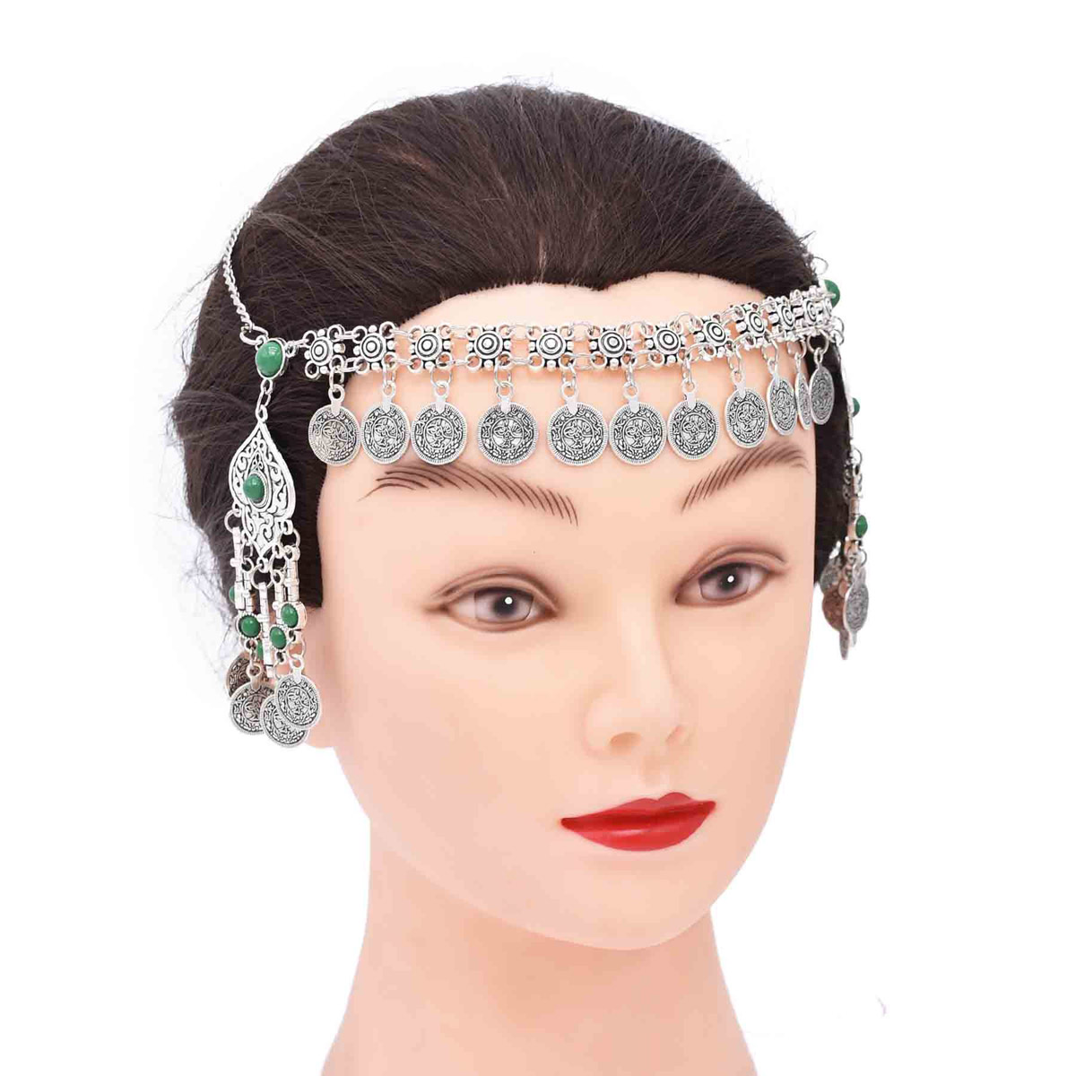 民族风古银钱币流苏额饰