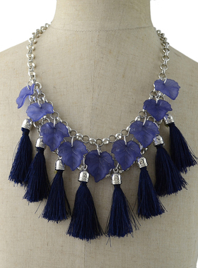 波西米亚风羽毛流苏项链复古做旧长款颈链民族风度假旅拍夸张配饰