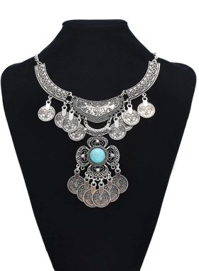 款波女摄影敦煌合金仿绿松石项链