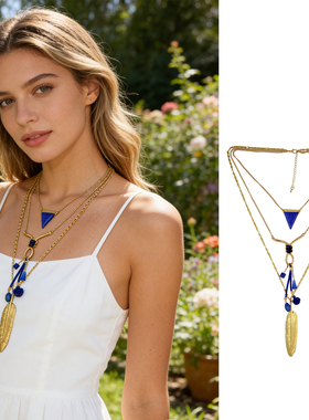 新款欧美多层项链女流苏吊坠