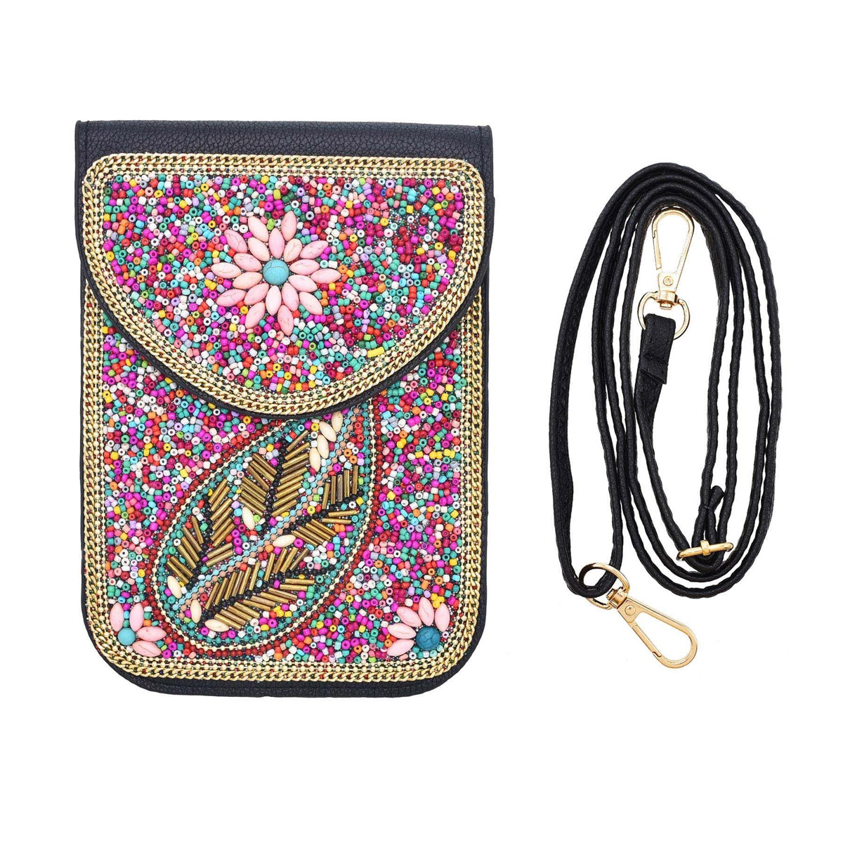 新疆米珠皮革包包复古民族风手提包云南丽江旅游斜跨包蒙古手机包