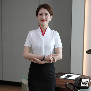 空乘面试职业装女白衬衫南航制服套装V领衬衣空姐航空服装裙子夏