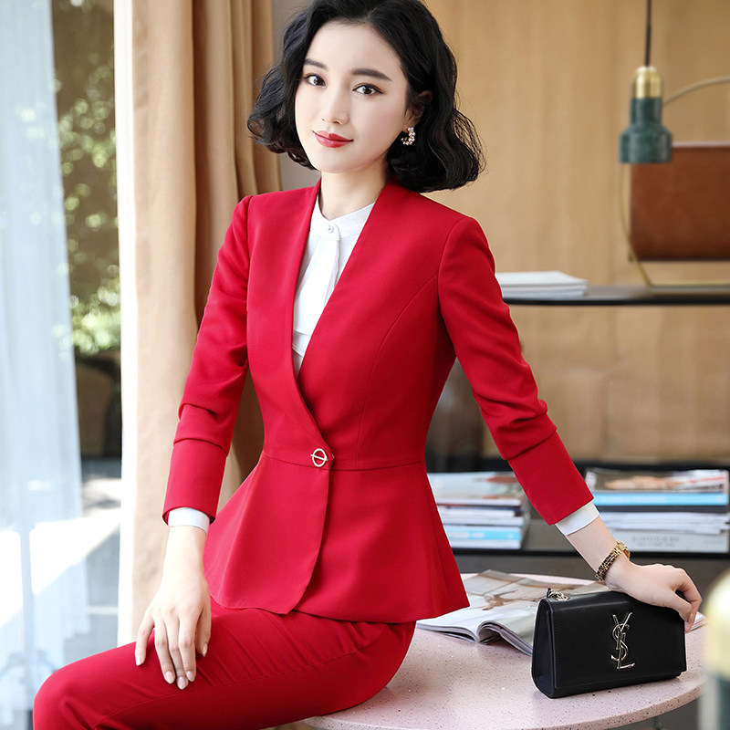 西装套装气质女神范美容师工作服