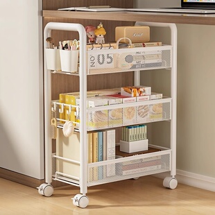 日本进口MUJIE小推车置物架书桌下可移动简易多层书本零食收纳柜