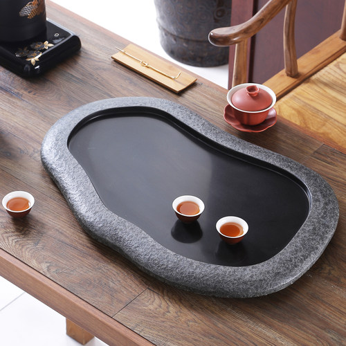 轻奢整块乌金石光滑面茶盘