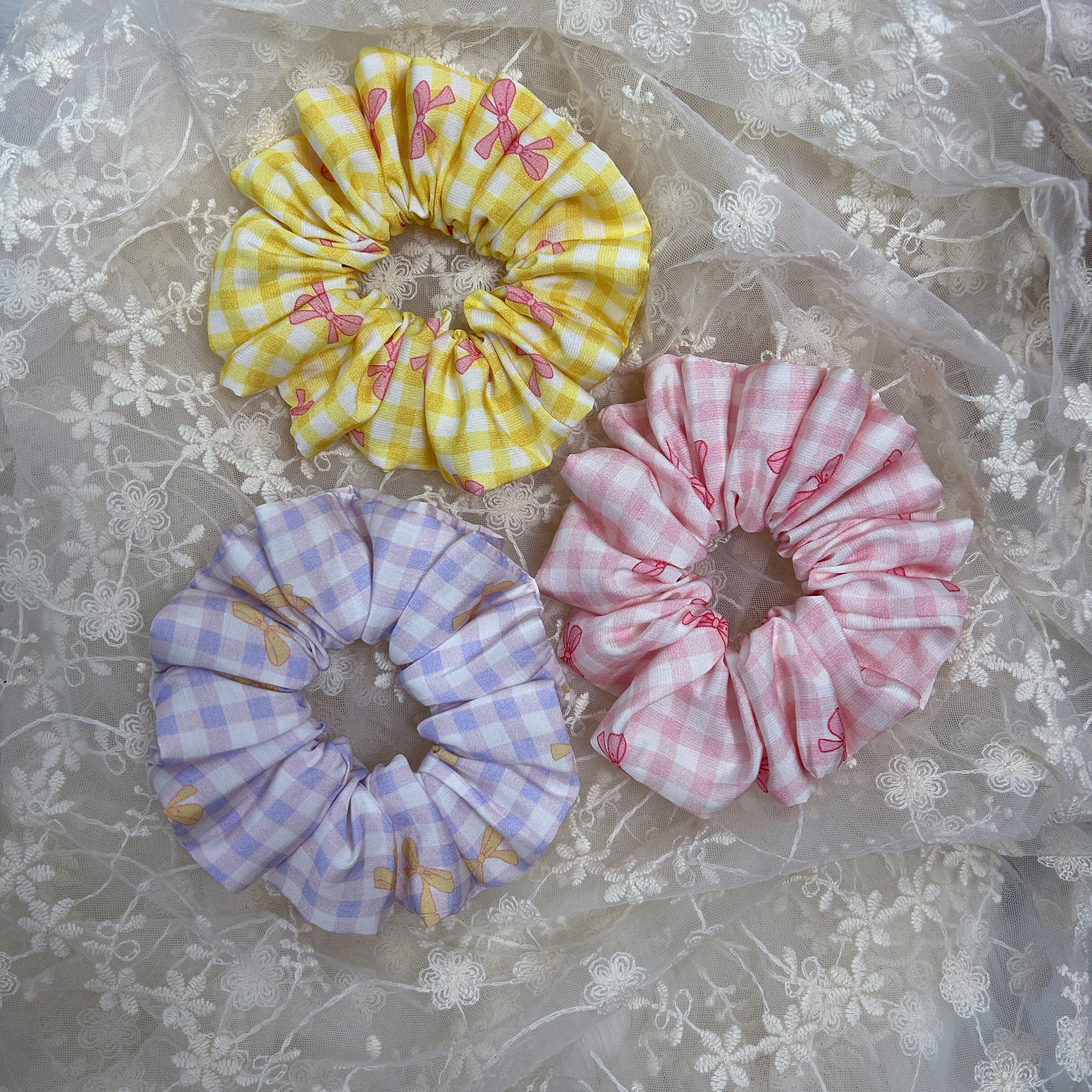 韩国蝴蝶结格子大肠发圈发绳高弹力耐用精致轻奢爆款温柔发圈发饰