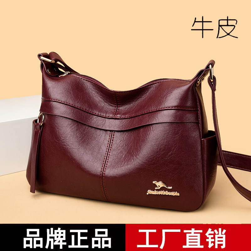 时尚复古真皮女包2026新款大容量百搭单肩斜挎包中老年妈妈包挎包