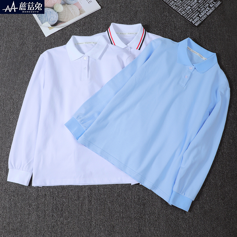 胖男童长袖polo衫中大童加肥加大码男孩初中生春秋款翻领T恤白色