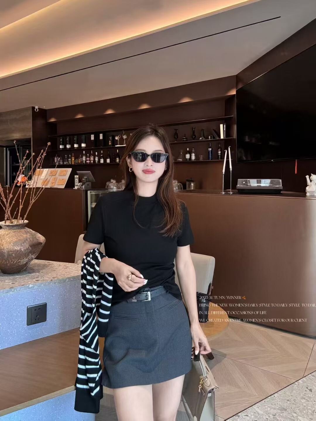 高腰薄款2025新款半身裙女夏设计感中长款格子高腰显瘦裙子
