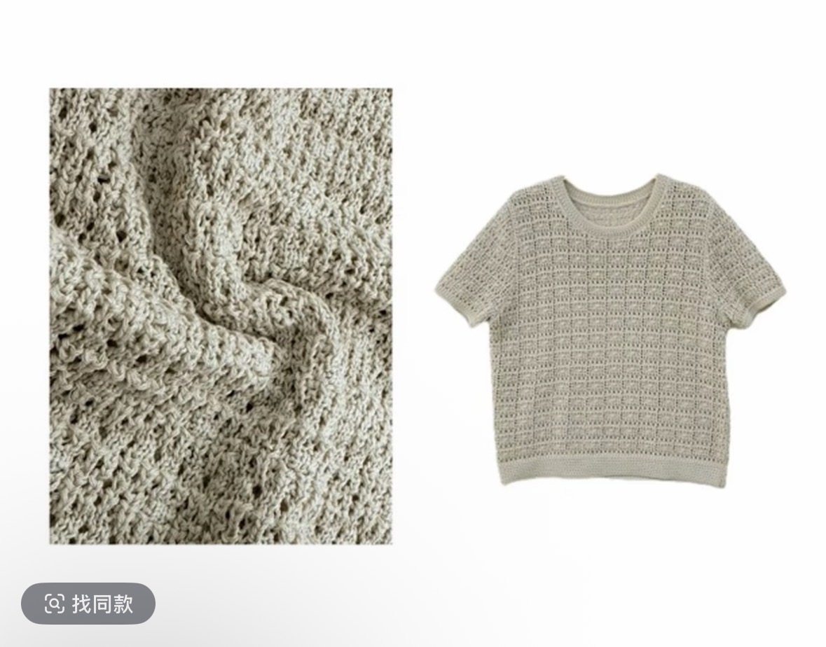 25春夏新款手勾缕空老钱风圆领汉麻针织上衣