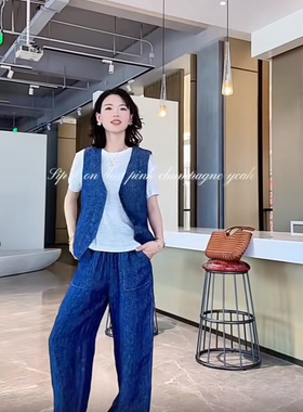 【镇店之宝牛仔】汉麻女士中高腰系带薄款水洗牛仔裤直筒裤24208