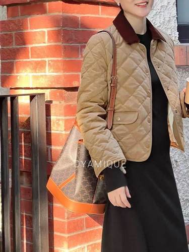 晓禾同款菱格棉服翻领短款菱格绗缝女士外套24337