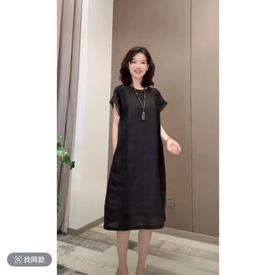 汉麻简约新款纯色简约时尚显瘦设计感花边镂空连衣裙25246