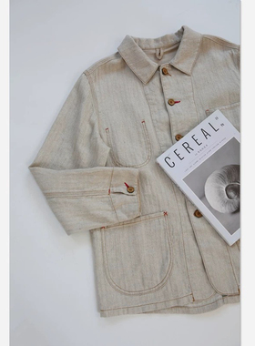 新款日系贵牌厚织亚麻翻领落肩外套高品质 2540