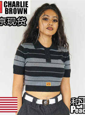 【北京现货】FB County polo横条纹美国西海岸HIPHOP 性感露脐杉