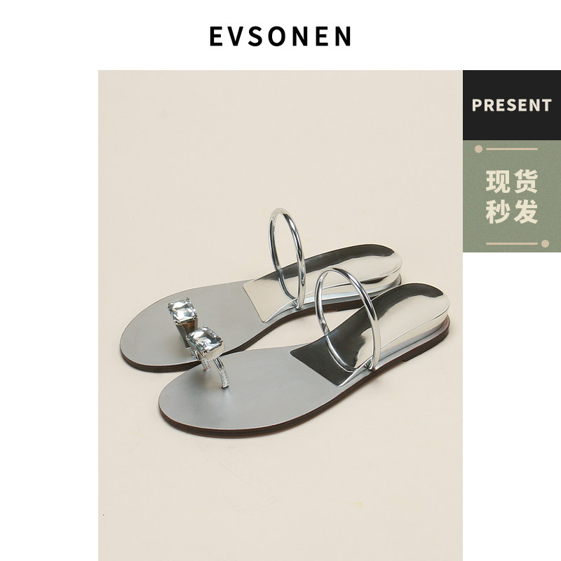 【Evsonen】鸽子蛋大姐姐同款水钻夹脚趾内增高女凉拖外穿凉拖鞋