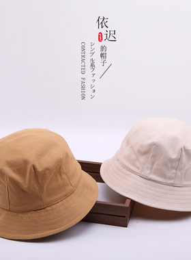 渔夫帽女日系小帽檐夏季遮阳防晒韩版文艺百搭纯棉可折叠短沿盆帽