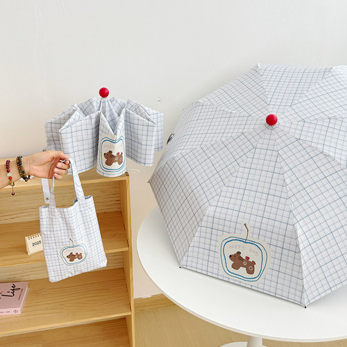 可爱卡通全自动晴雨伞两用女防晒防紫外线黑胶太阳伞折叠遮阳伞