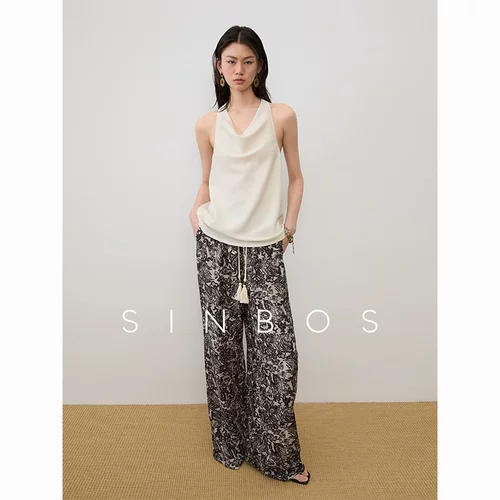 【汤曼妮粉丝专享】SINBOS夏日狂想曲 波嬉风休闲裤铜氨丝长裤
