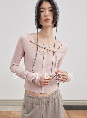 【西施姐姐推荐】SINBOS轻缚旋律肌理长袖圆领开衫女SF5B21777