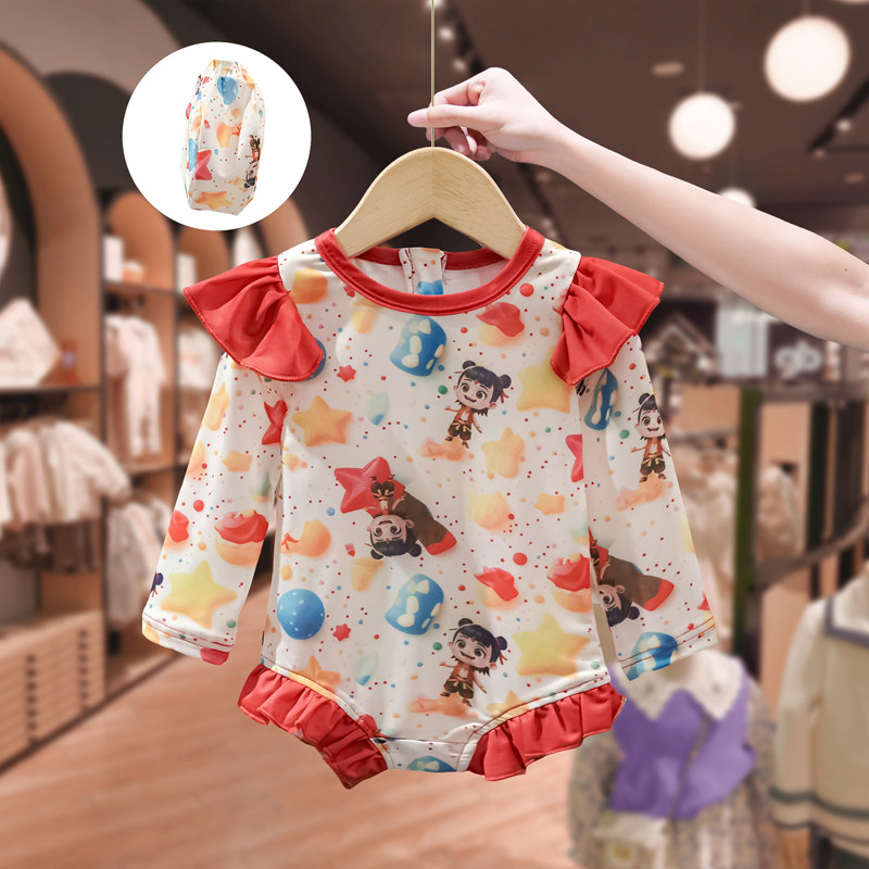 小希优品童装女童泳衣夏季儿童哪吒防晒连体泳装女宝宝速干游泳服