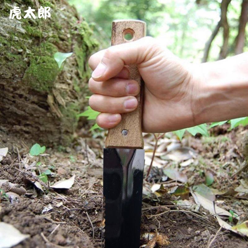 虎太郎山菜掘移植铲不锈钢齿刃锯多功能户外野菜铲野营垂钓铲子