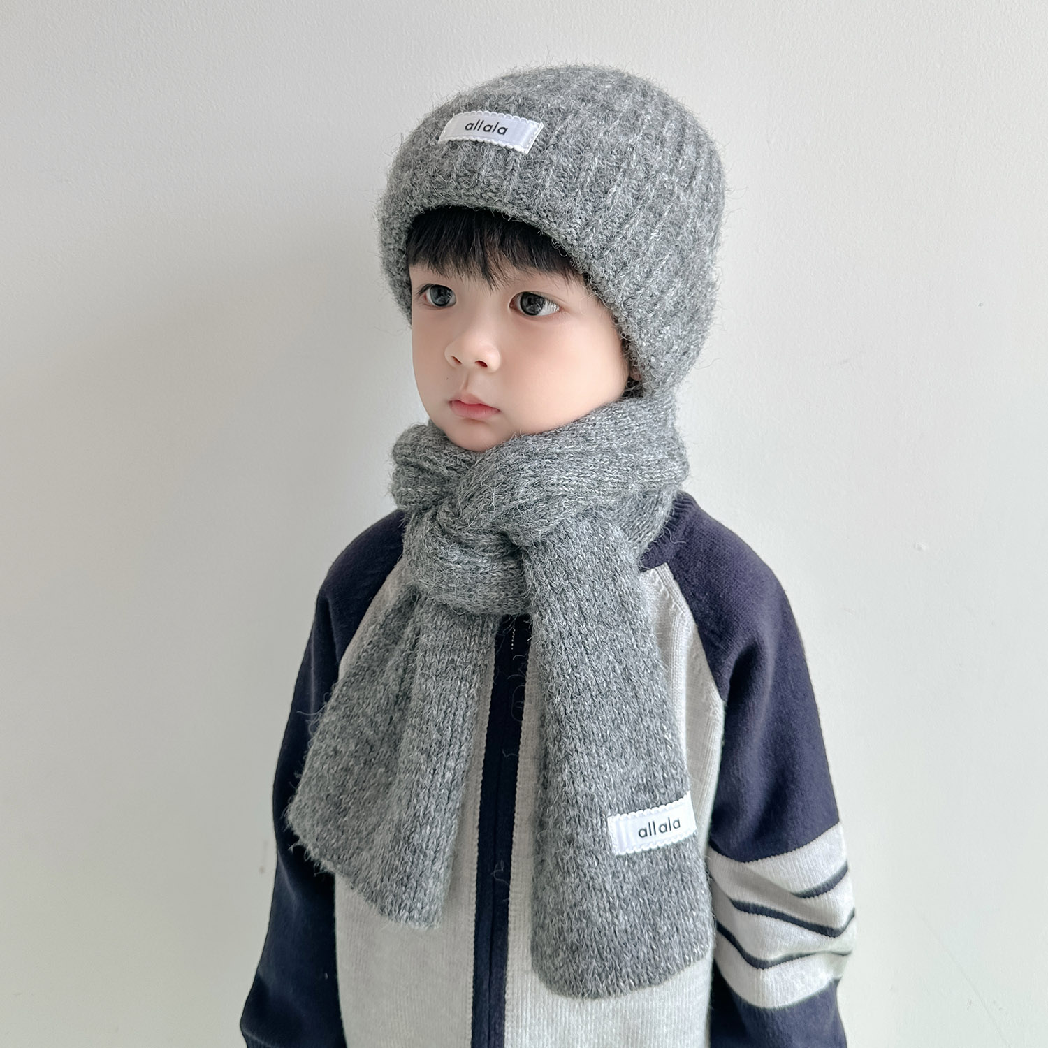 儿童帽子围巾两件套秋冬季