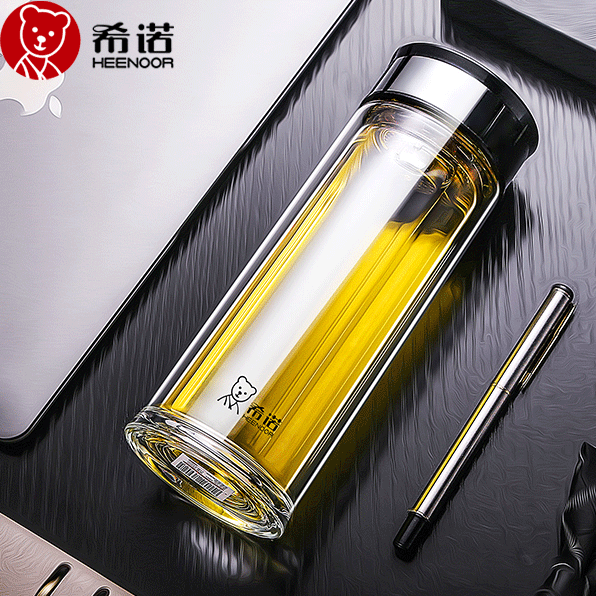 希诺玻璃杯双层隔热车载泡茶杯子
