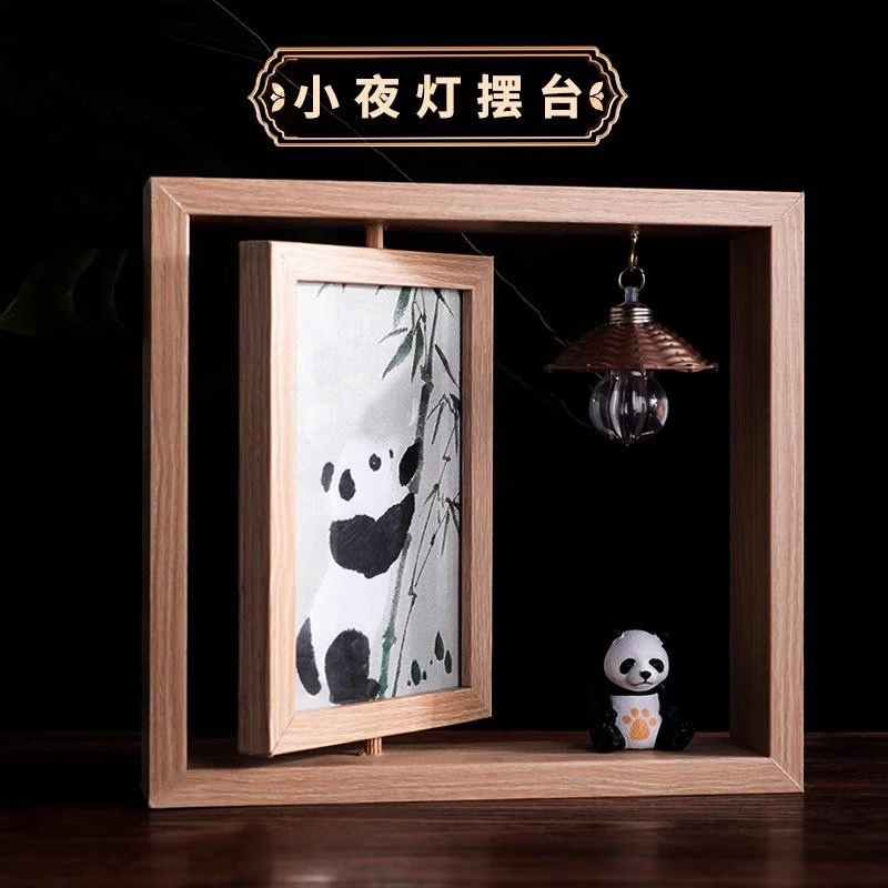 蜀锦工艺熊猫旋转框画摆件小夜灯特色礼品送朋友送老外特产礼品,特色手工艺,刺绣,淘宝优惠券,粉丝福利购,淘宝优惠卷