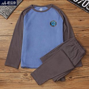 胖童装男童保暖内衣套装青少年秋衣秋裤加肥加大码家居服宽松加厚