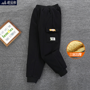 胖男童三层棉裤加绒加厚儿童一条过冬保暖裤子中大童冬季外穿冬装