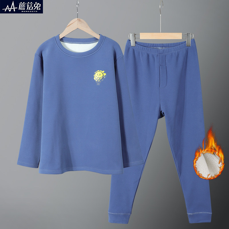 胖男童保暖内衣套装加绒加厚13-15岁中大童加肥加大秋衣秋裤冬装