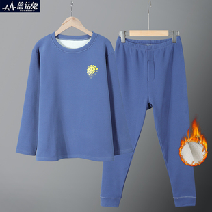 胖男童保暖内衣套装加绒加厚13-15岁中大童加肥加大秋衣秋裤冬装