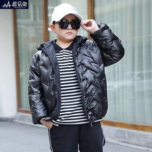 胖男童羽绒服轻薄宽松大码大童加肥冬装上衣13-15岁男孩短款外套
