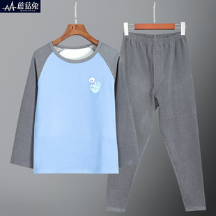 胖男童保暖内衣套装秋冬双面德绒胖童装加肥加大宽松秋衣秋裤薄绒