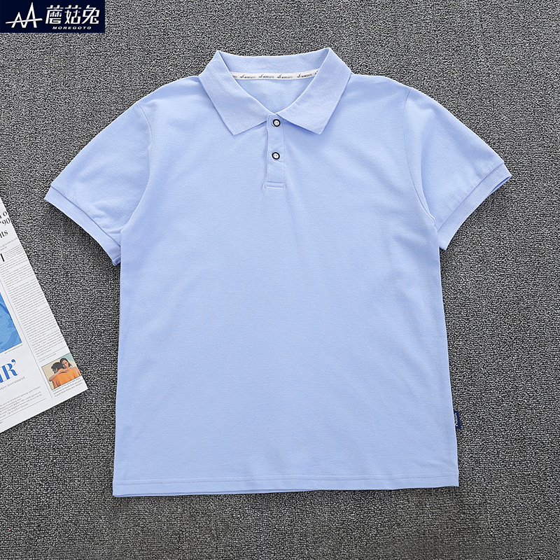 男童t恤短袖胖童polo衫中小学生纯色大童白色体恤翻领男女童校服