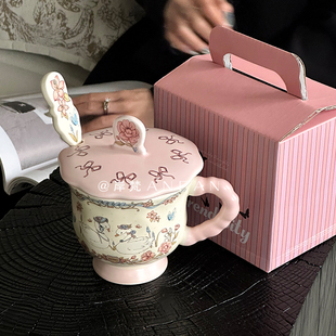 可爱陶瓷杯卡通马克杯带盖勺水杯送礼物伴手礼杯子高颜值咖啡杯