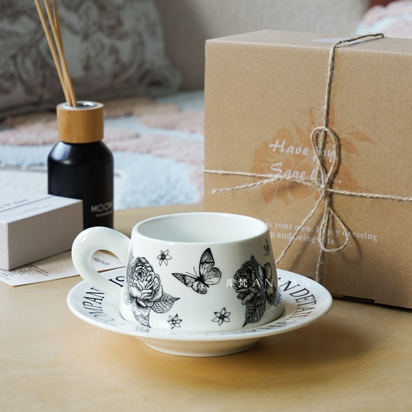 岸梵ins风陶瓷咖啡杯碟小众创意轻奢拿铁拉花杯马克杯早餐牛奶杯,餐饮具,咖啡杯,淘宝优惠券,粉丝福利购,淘宝优惠卷