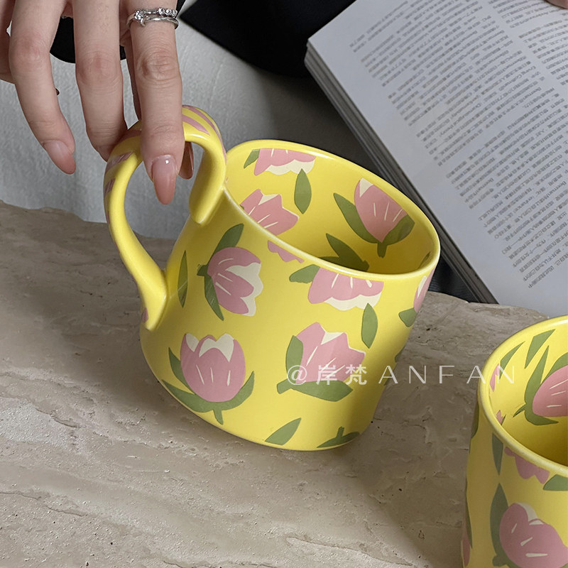 创意马克杯下午茶拿铁杯ins家用咖啡杯法式郁金香设计感小众礼物,餐饮具,马克杯,淘宝优惠券,粉丝福利购,淘宝优惠卷