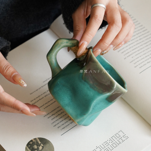 岸梵复古窑变马克杯喝水杯子小众设计感粗陶高颜值拿铁咖啡杯