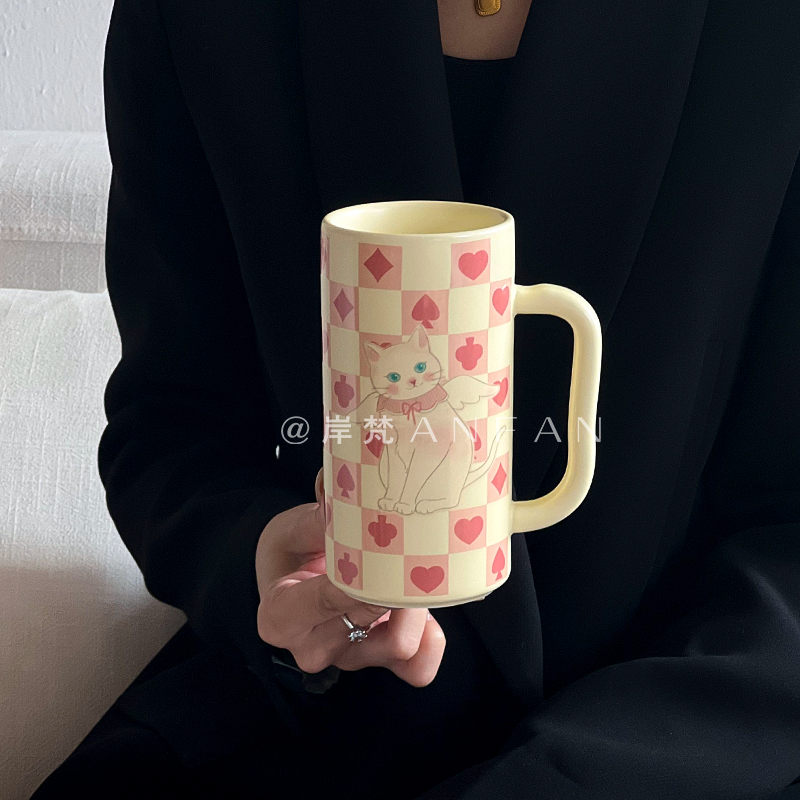可爱猫咪马克杯高颜值陶瓷杯子