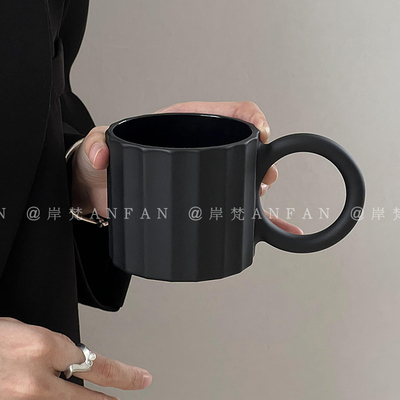 ins风纯色玻璃大把手马克杯