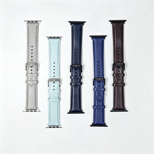 适用苹果手表iwatch41mm/真皮荔枝纹表带多色45/49mm商务休闲腕带