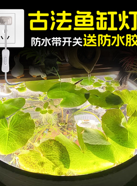 古法鱼缸灯 专用防水鱼池水缸生态圆形缸养鱼照明水下灯带led灯条